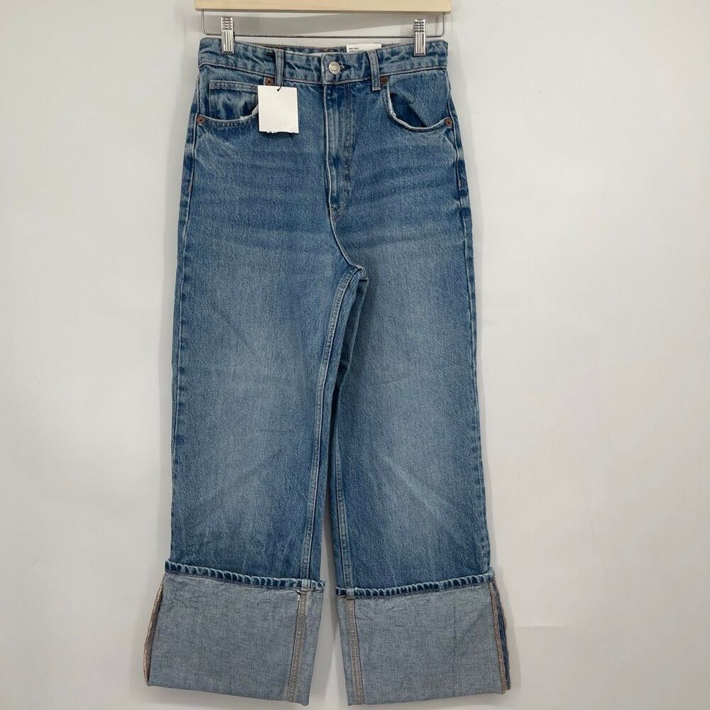 Zara Turn up wide leg Jeans NWT Sz 4